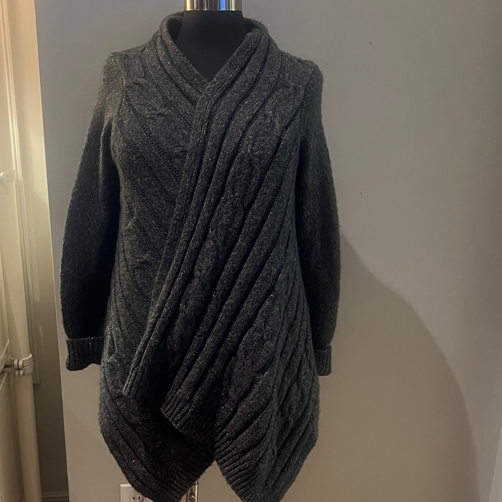 BCBGMaxAzria Charcoal Cable Knit Cardigan